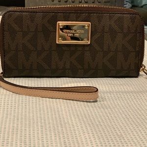 Brown MK wristlet